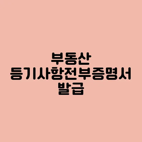 부동산 등기사항전부증명서 발급