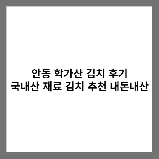 안동 학가산 김치 후기 국내산 재료 김치 추천 내돈내산