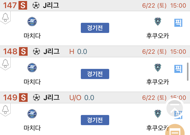 [진짜총판] 6월21일 [J리그] 마치다 VS 후쿠오카