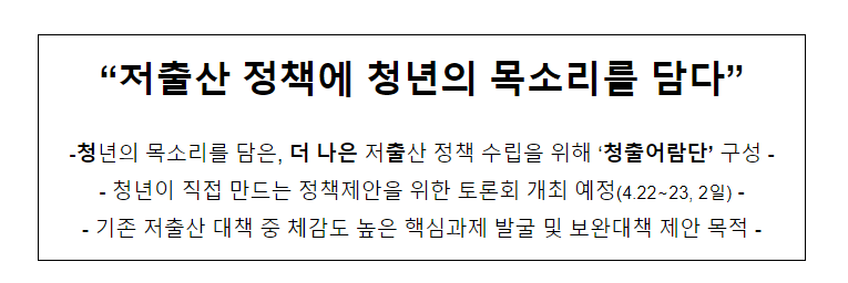  저출산 정책에 청년의 목소리를 담다