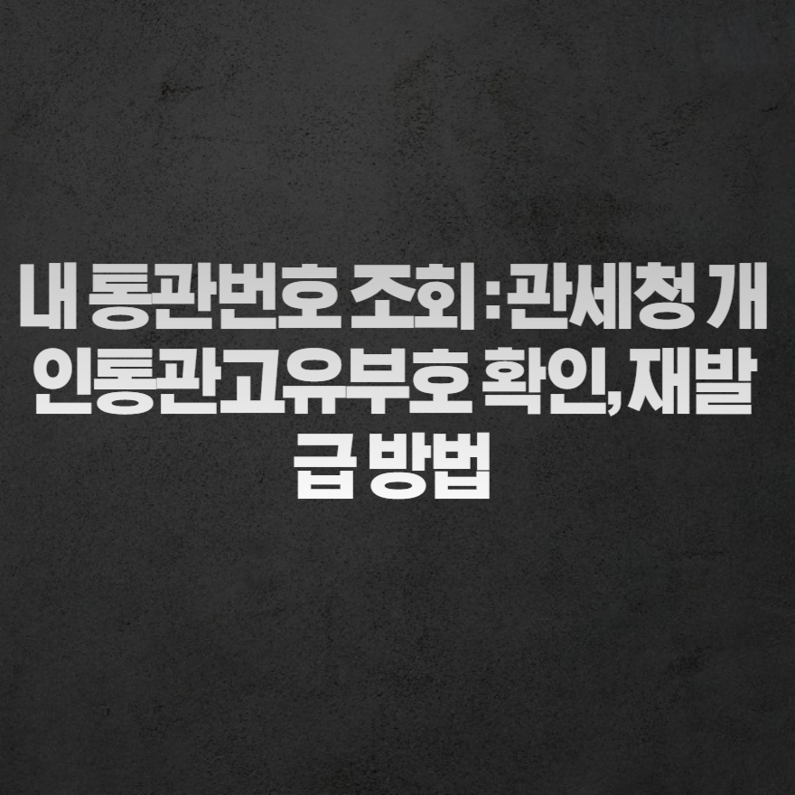 내 통관번호 조회 : 관세청 개인통관고유부호 확인, 재발급 방법