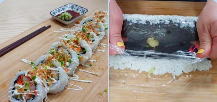  켈리포니아 스시롤 마는 방법!(캘리포니아 스시롤 ,누드 김밥 만들기)