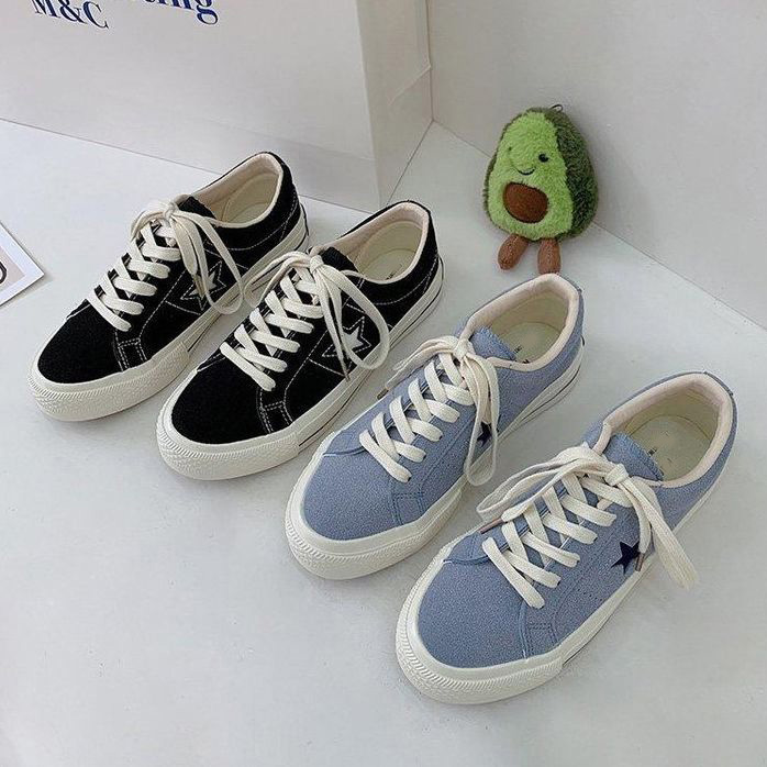  라인굽 별콤비 스웨이드 2.5cm 스니커즈
