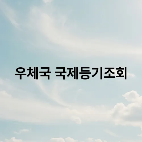 우체국 국제등기조회