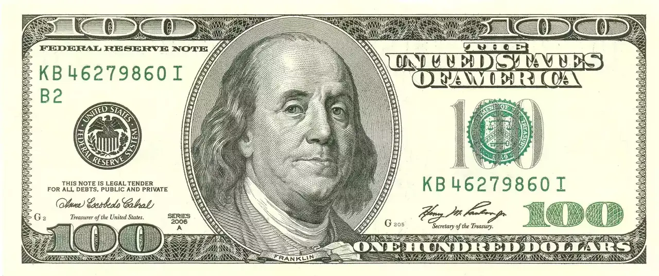 $100 Bill - Benjamin Franklin: 벤자민 프랭클린