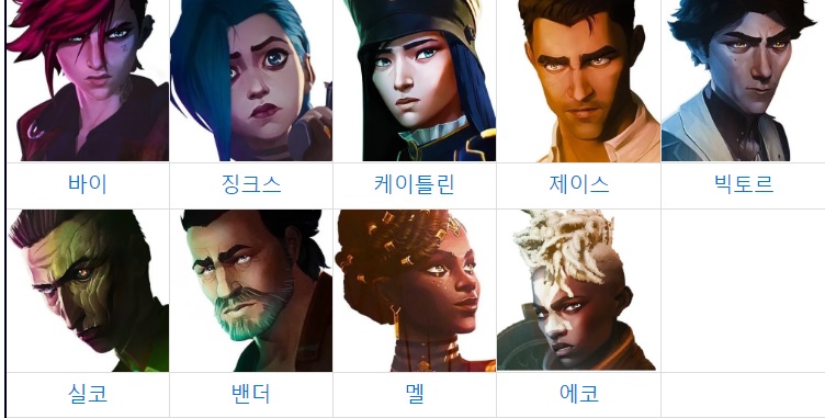 아케인 시즌2 등장인물 출연진