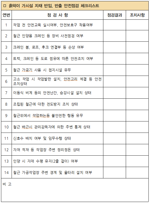  17. 철근 배근 안전점검 체크리스트