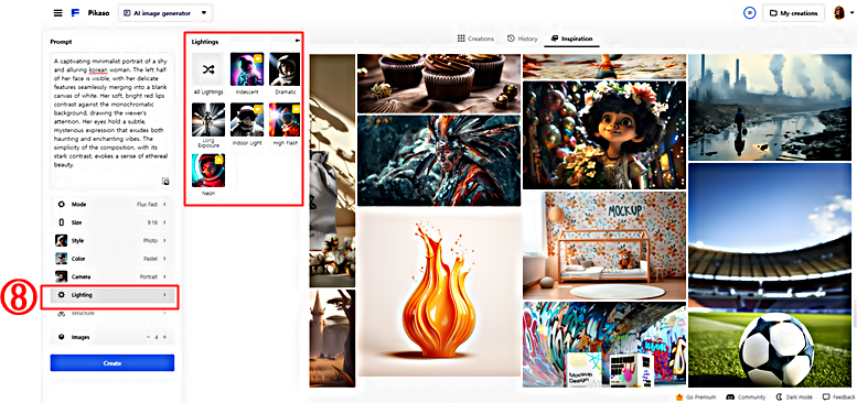 피카소 AI 이미지 생성 도구 │조명 선택 │드라마틱