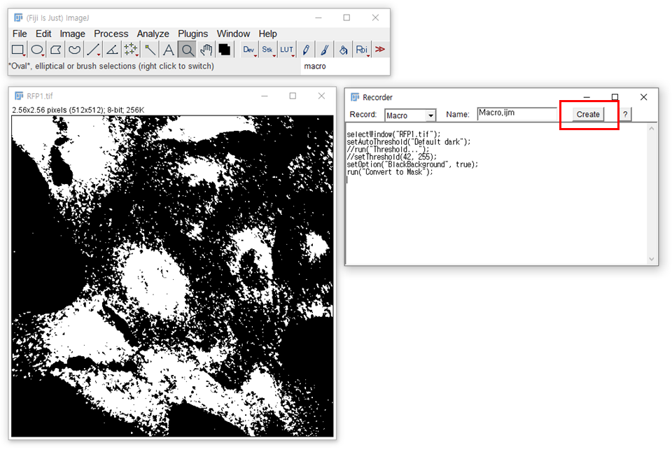 ImageJ macro 사용하기 (1) 시작하기, Record