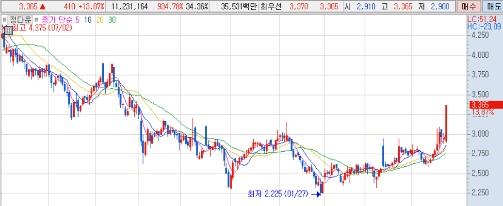 정다운-주가전망-일봉차트