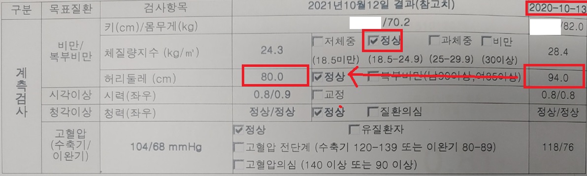  다이어트 후 건강검진 결과