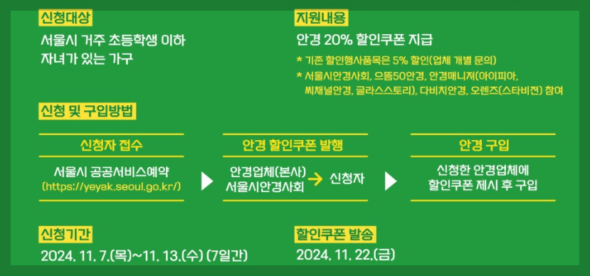 어린이 눈건강지킴이 안경구입시 할인쿠폰제공