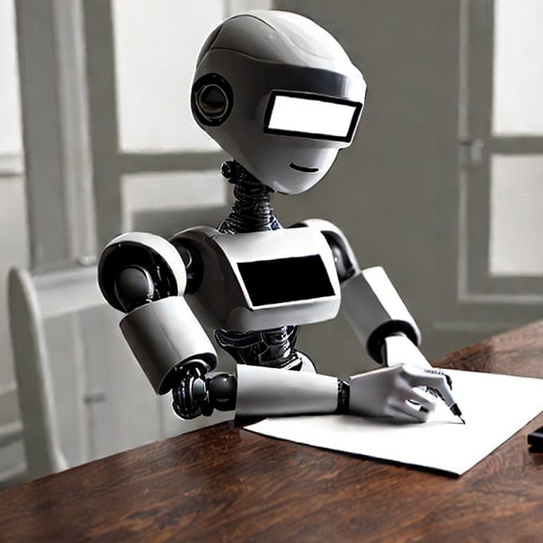 A robot writing a letter