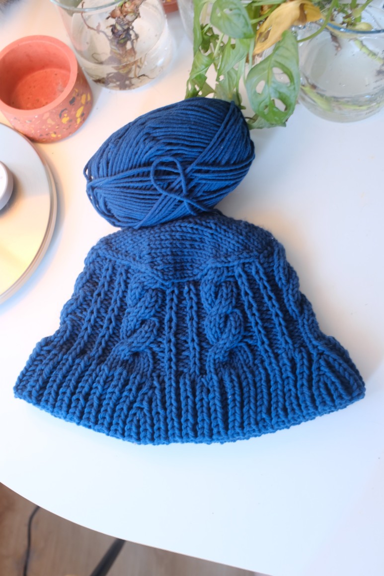 버터6 크림베이지피 콕블루 (바늘이야기키트) 대바늘뜨기 - 니트버킷햇, 4