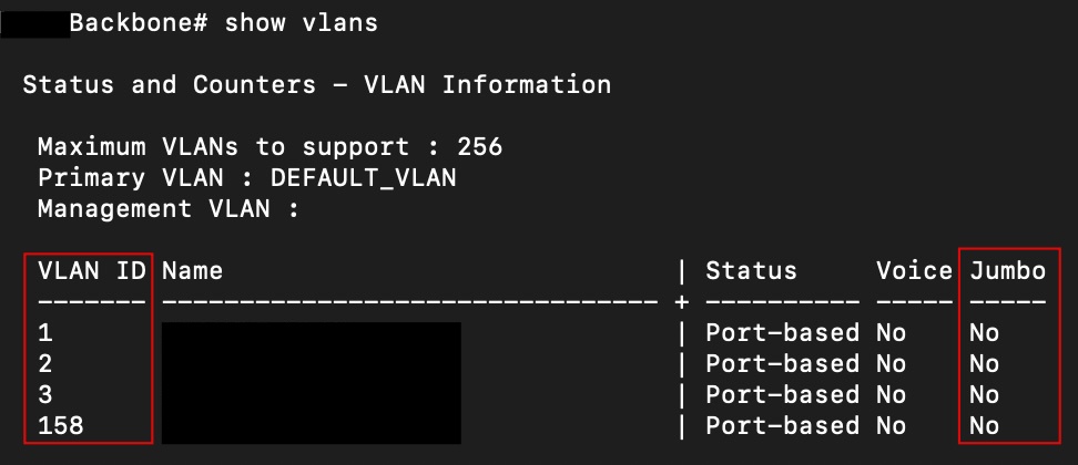 Aruba Switch VLAN