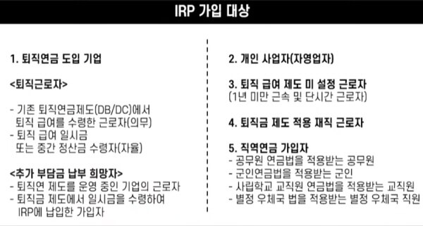 IRP 가입대상