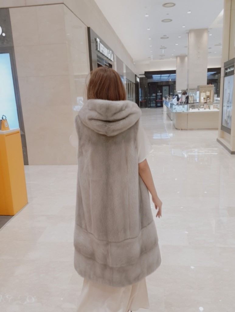 모피전문 백화점 공장 후드 롱 밍크 모피 베스트