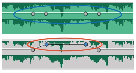 오디오 클립에서 키프레임 설정