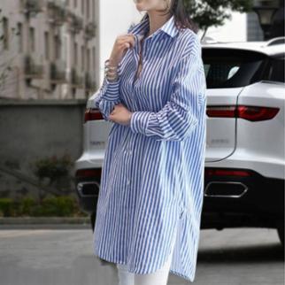 셔츠 롱남방 롱 스트라이프 셔츠원피스