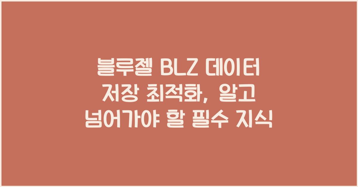 블루젤 BLZ 데이터 저장 최적화