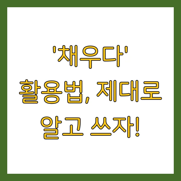 채우다 체우다 맞춤법 헷갈리는 표현 해설