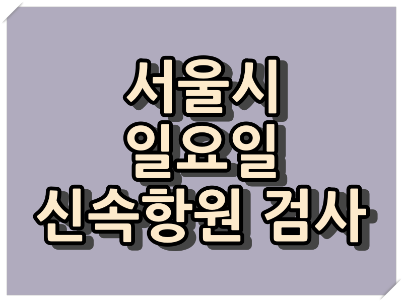  서울시 일요일 신속항원 검사, PCR 검사하는병원과 운영시간.