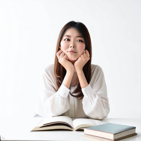 한 여성이 책을 읽으면서 고민을 하고 있다. INTJ는 자기개발에 열정적이다.