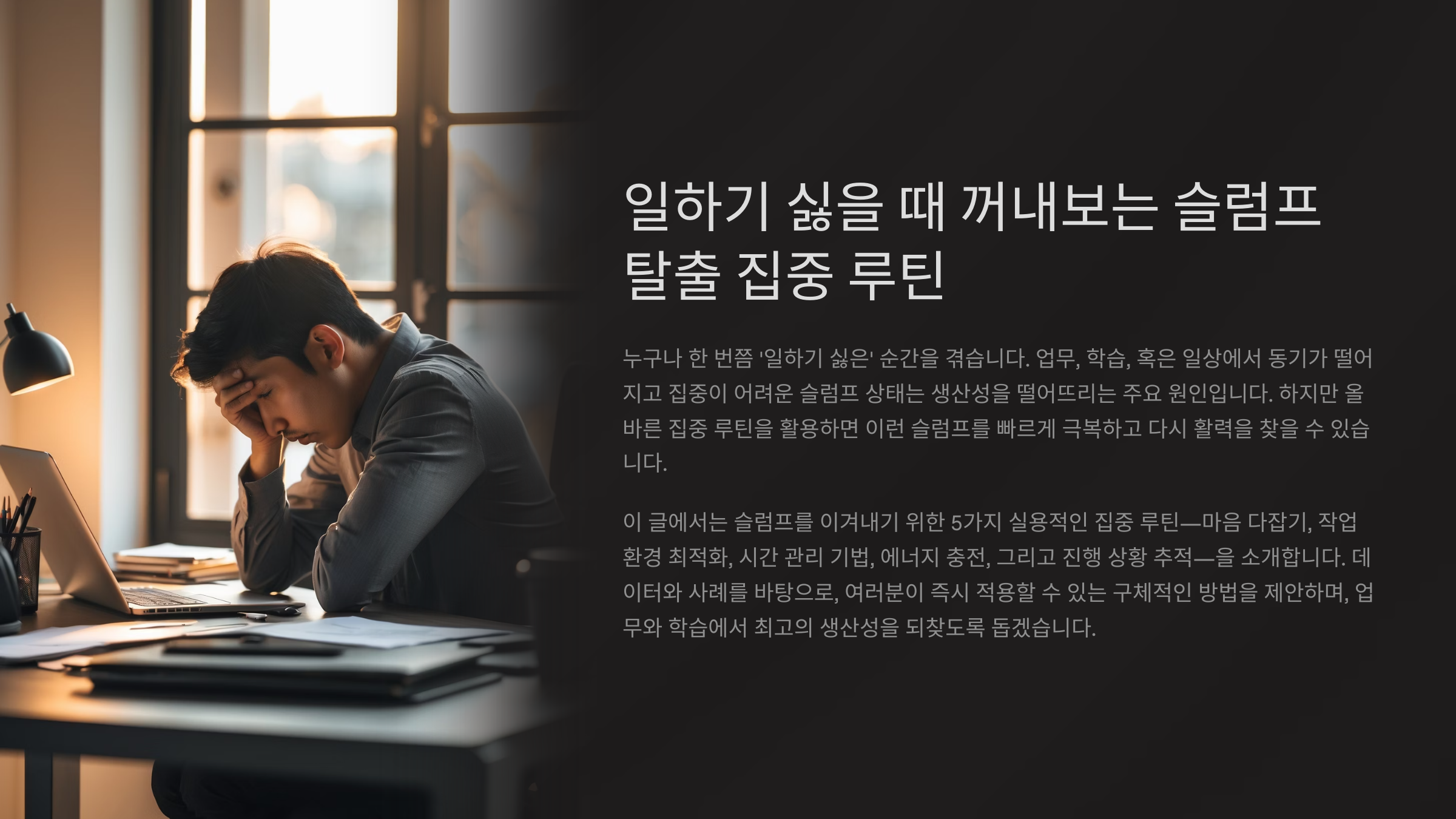 일하기 싫을 때 꺼내보는 슬럼프 탈출 집중 루틴