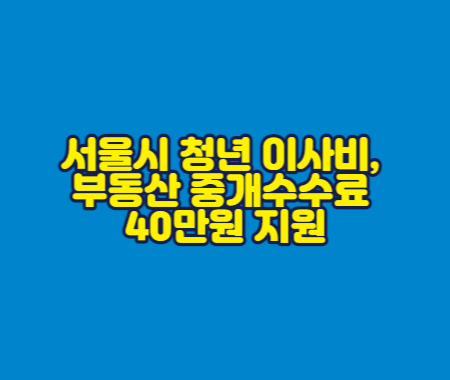 서울시 청년 이사비&#44; 부동산 중개수수료 40만원 지원