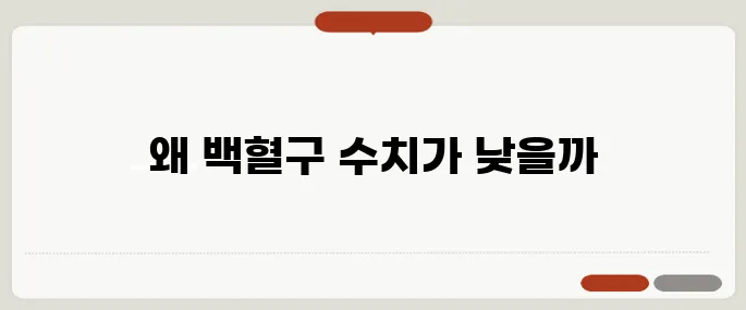 백혈구 수치가 낮은 이유 면역력 저하 신호일 수 있어요