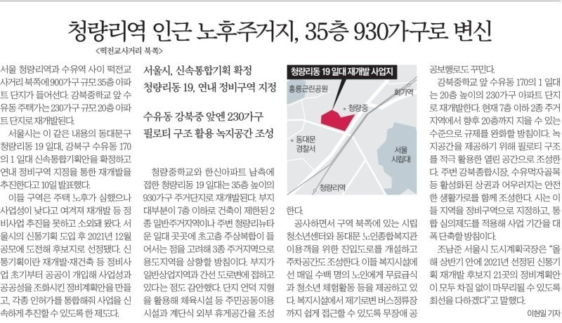  청량리동 19번지일대, 연내 정비구역 지정