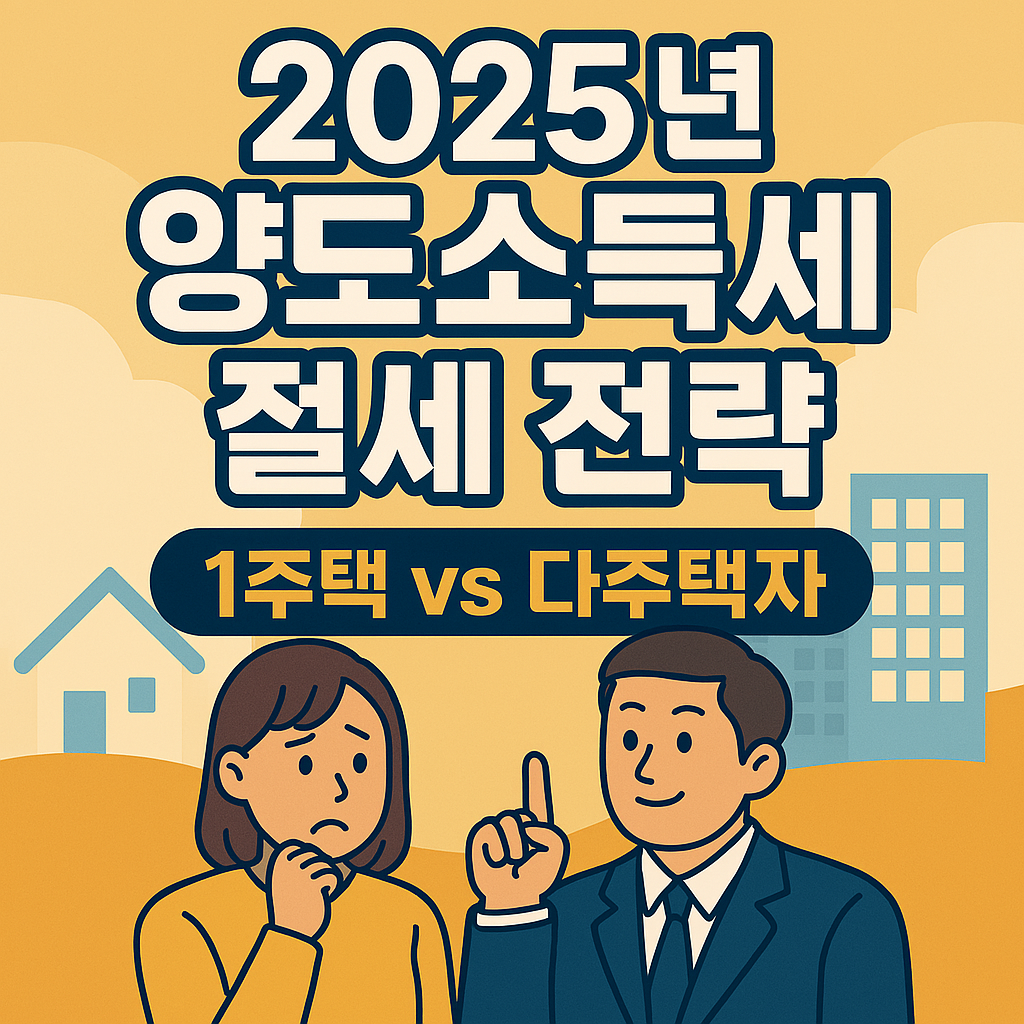 2025년 양도소득세 절세 전략 – 1주택 비과세 조건부터 다주택자 중과 피하는 방법까지 완벽 정리