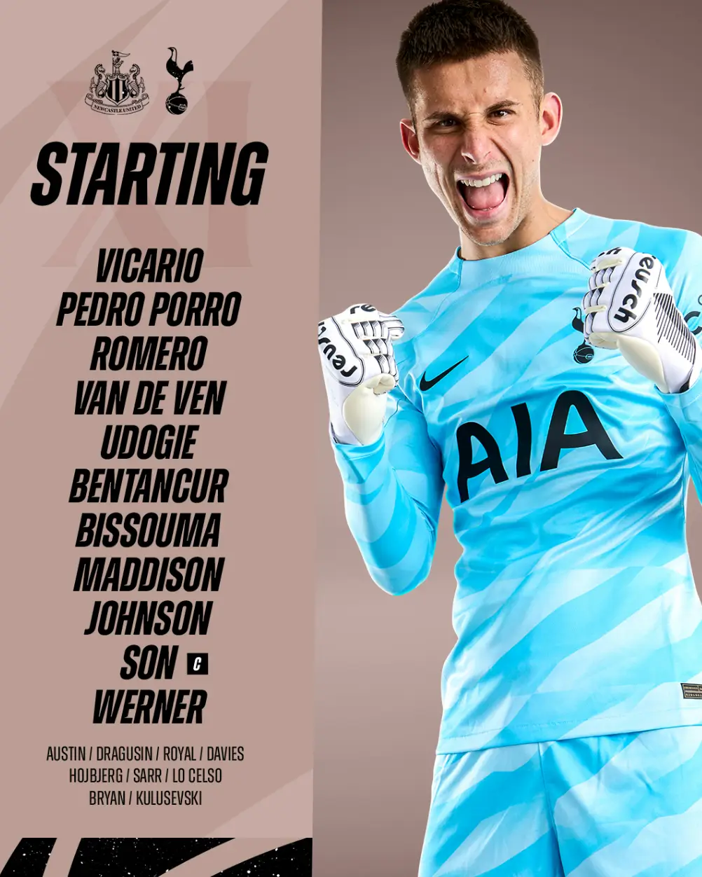 토트넘 VS 뉴캐슬 33라운드 선발라인업