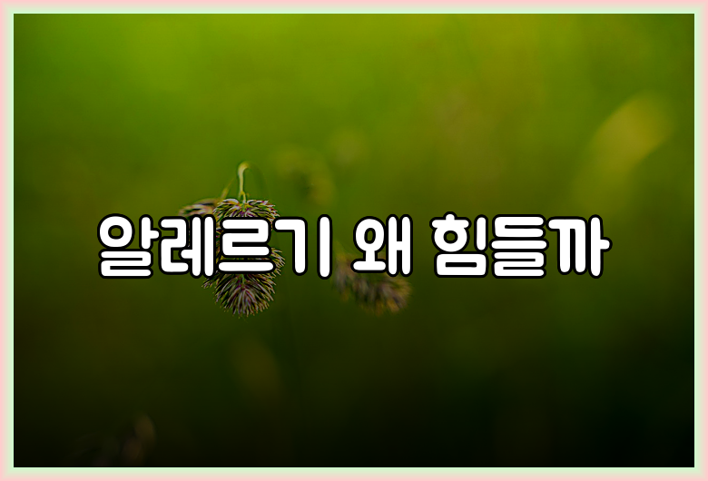 알레르기 왜 힘들까