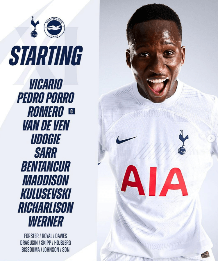 토트넘 VS 브라이튼 24라운드 경기 선발명단