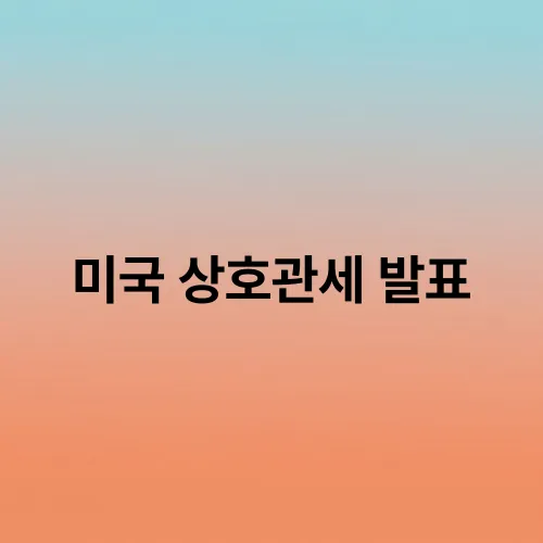 미국 상호관세 발표