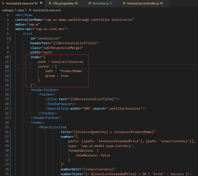  [ SAPUI5 ] Sorting and Grouping