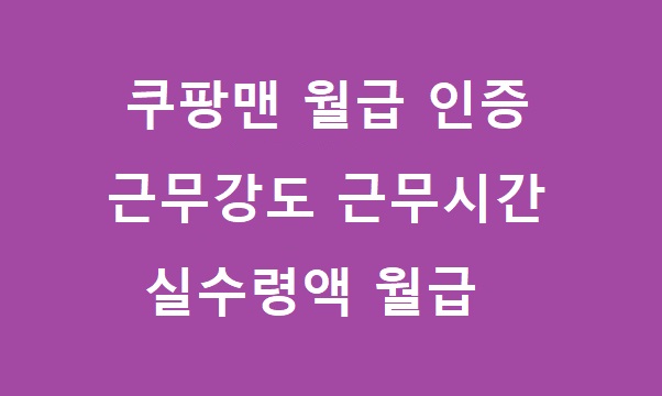 쿠팡맨 월급