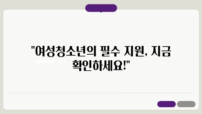 생리대 지원 계획 수립