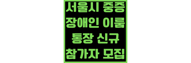 서울시-중증-장애인-이룸-통장-신규-참가자-모집