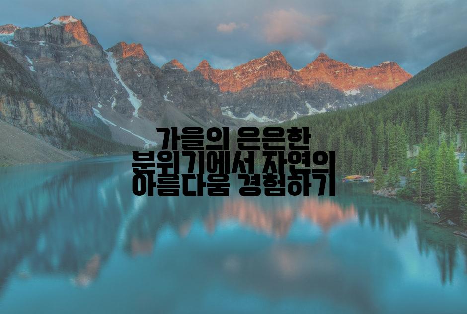 가을의 은은한 분위기에서 자연의 아름다움 경험하기