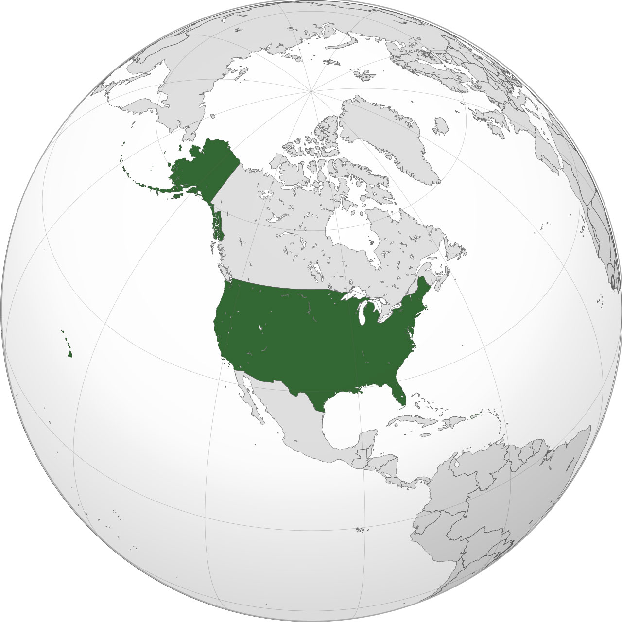 지구본에서 미국 위치 표시한 이미지