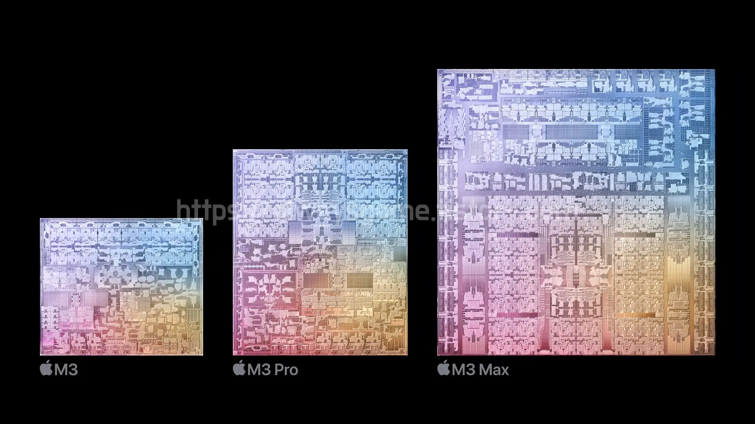 M3&#44; M3 Pro&#44; M3 Max 3 나노 공정 형상화 사진