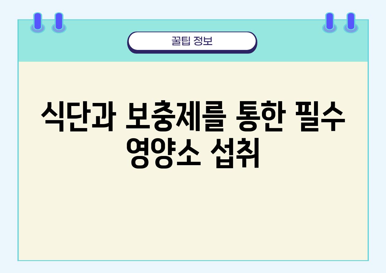 식단과 보충제를 통한 필수 영양소 섭취