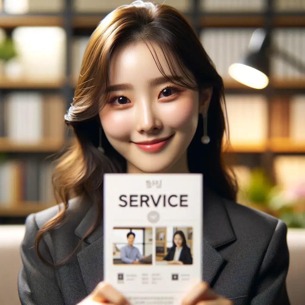 서비스 브로셔 설명 중