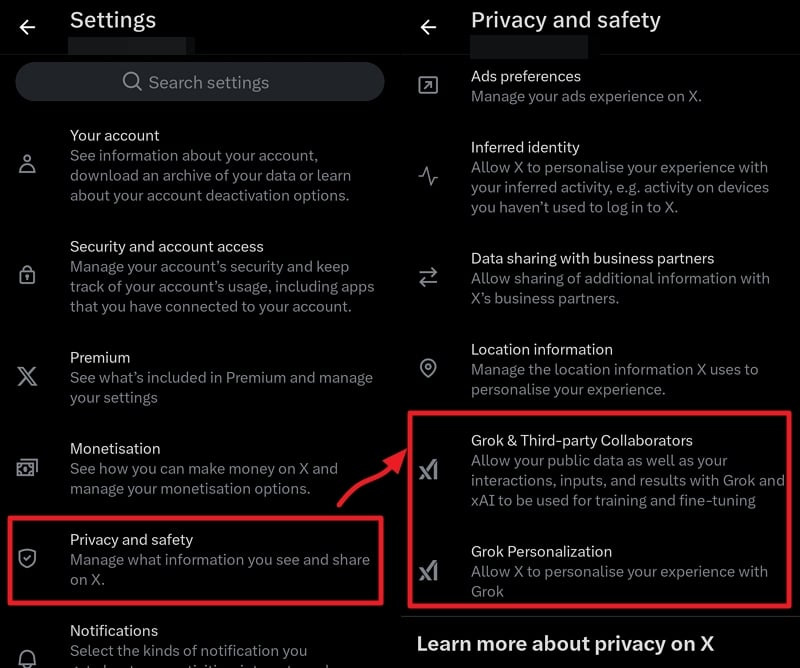 X(이전 Twitter)에서 Grok AI를 비활성화