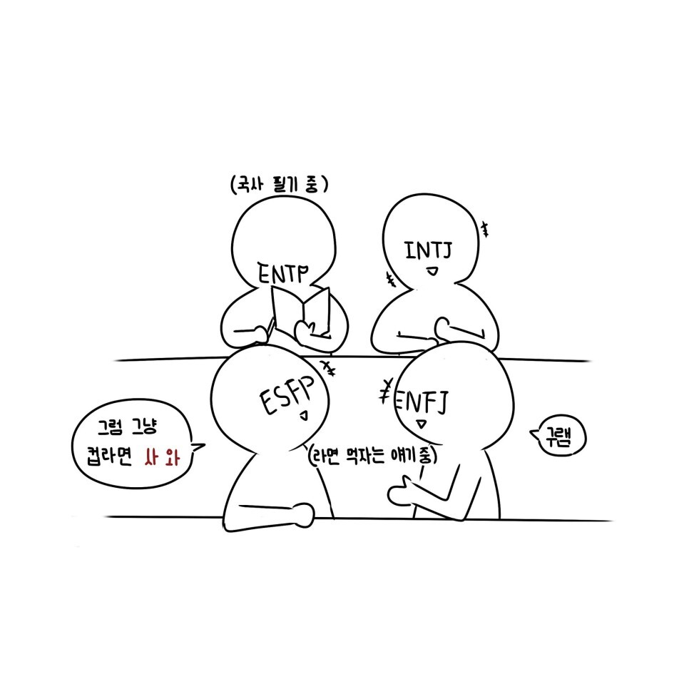  [MBTI] ENTP INTJ ESFP ENFJ 언어유희 반응 썰
