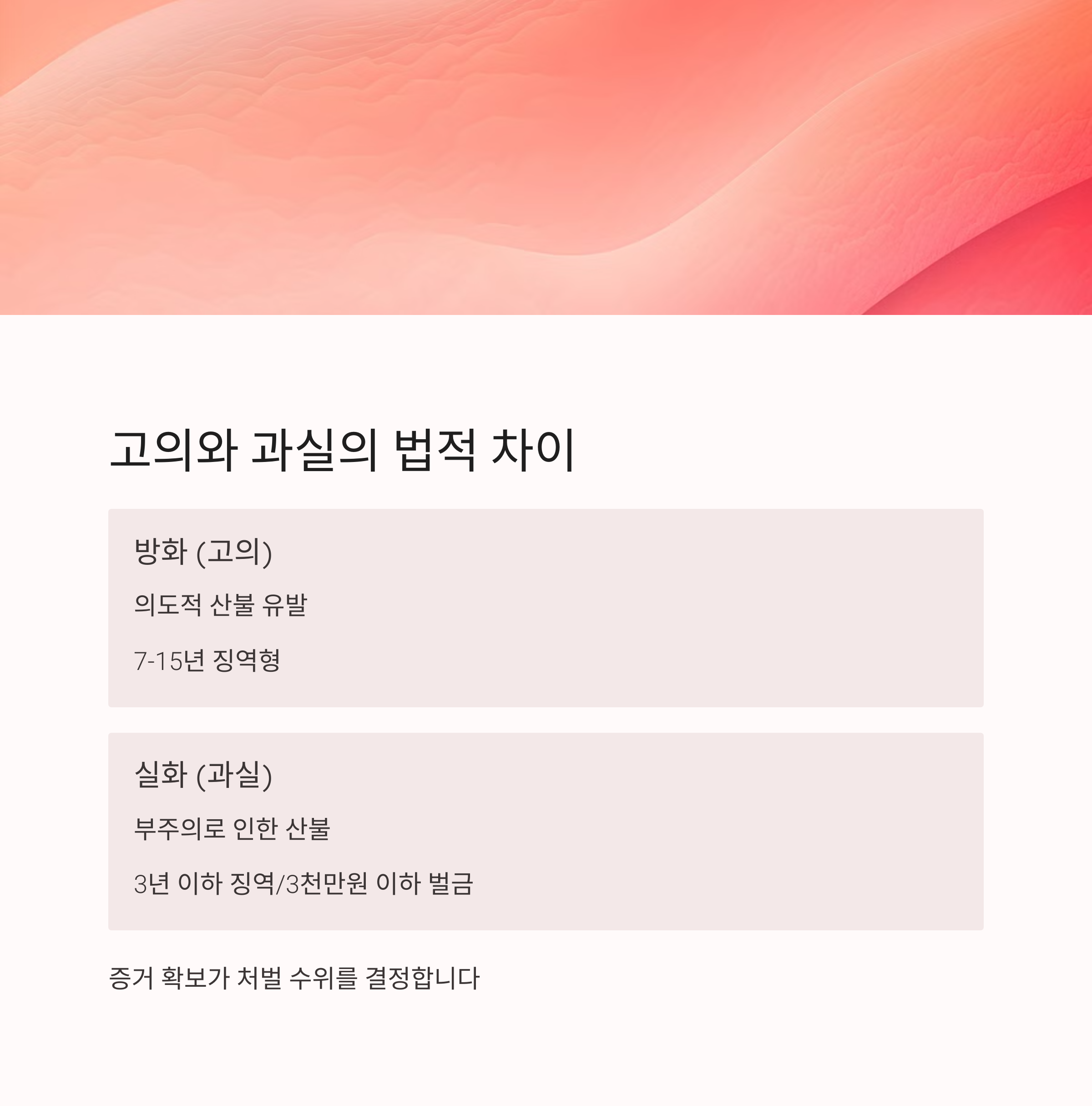 방화와 과실의 법적 차이