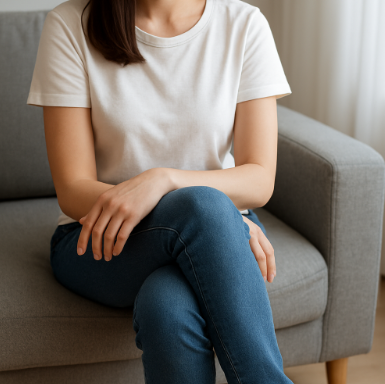 무의식적 반복으로 다리를 꼬는 습관을 형성하게 된 사람의 모습