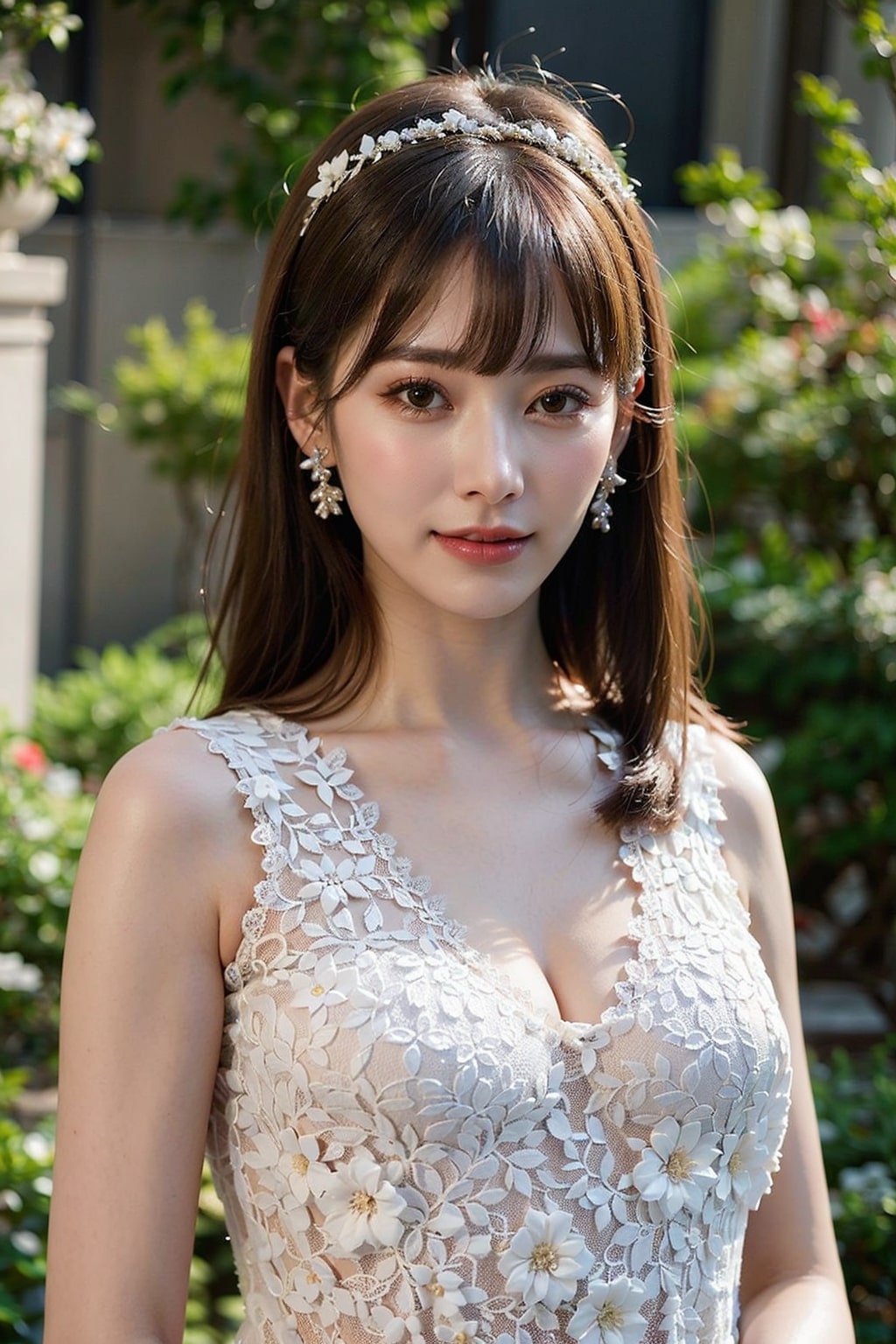  AI가 그린 만든 야외 웨딩드레스 화보 찍는 신부 모델